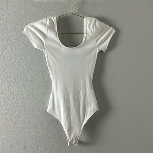 Abercrombie & Fitch White Scoopneck Bodysuit